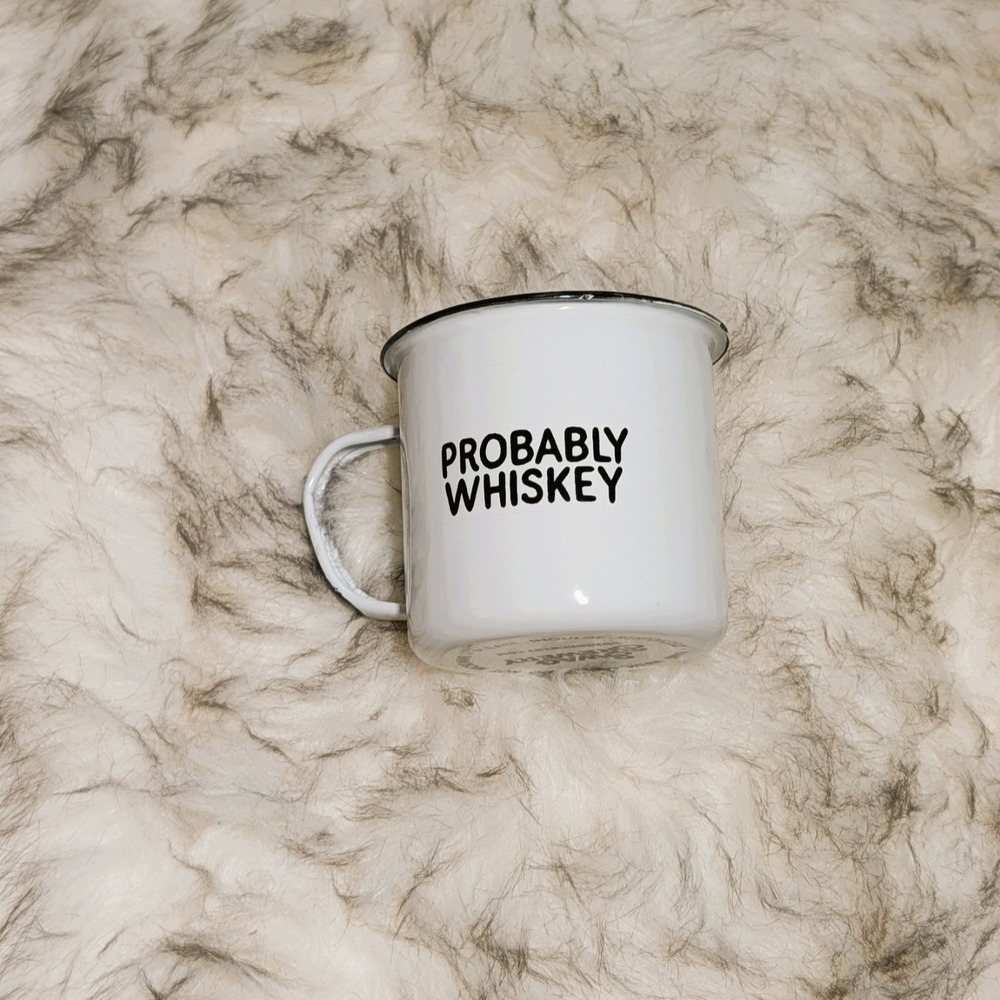 Campfire Metal Mug "PROBABLY WHISKEY" Swag Brewery Keep Them Guessing!